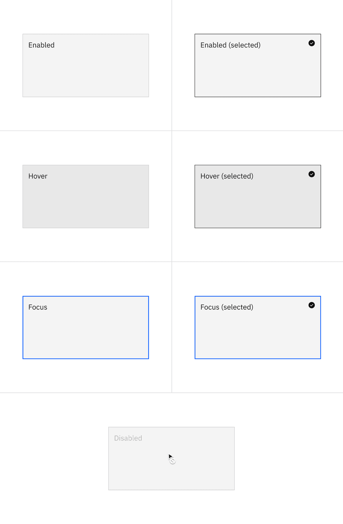 States of the single-select tile